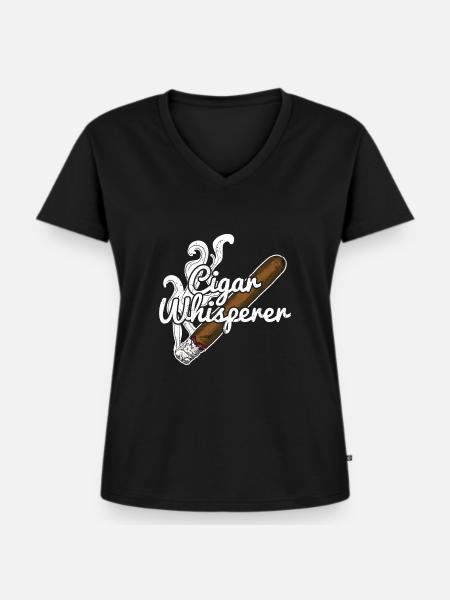 Zigarren Zigarren - Frauen Premium Bio T-Shirt mit V-Ausschnitt - Schwarz