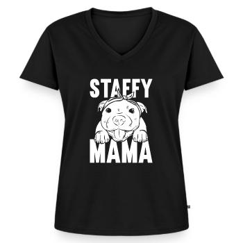 Staffordshire Bull Terrier - T-shirt encolure en V Premium bio Femme - noir - Devant - AI Model Female 172 light (172cm)