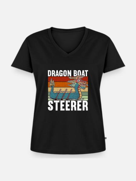 Drachenboot - Frauen Premium Bio T-Shirt mit V-Ausschnitt - Schwarz