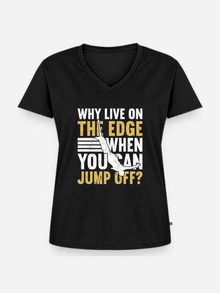 Bungee-Jump Bungee-Jumping - Frauen Premium Bio T-Shirt mit V-Ausschnitt - Schwarz