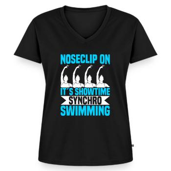 Synchronschwimmen - Frauen Premium Bio T-Shirt mit V-Ausschnitt - Schwarz - Vorne - AI Model Female 172 light (172cm)