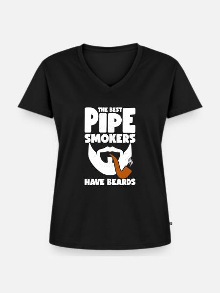 Pfeife rauchende Pfeifen - Frauen Premium Bio T-Shirt mit V-Ausschnitt - Schwarz