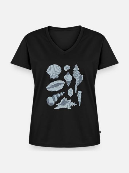 Muscheln - Frauen Premium Bio T-Shirt mit V-Ausschnitt - Schwarz