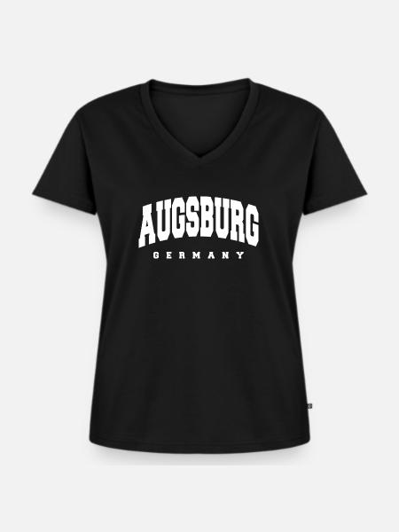 Augsburg - Frauen Premium Bio T-Shirt mit V-Ausschnitt - Schwarz
