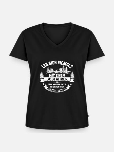 bobfahrer - Frauen Premium Bio T-Shirt mit V-Ausschnitt - Schwarz