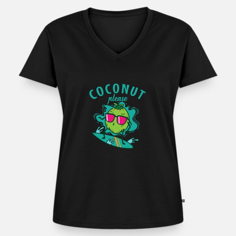 Coconut while surfing Coconut Please - Women's Premium Organic V-neck T-shirt - black