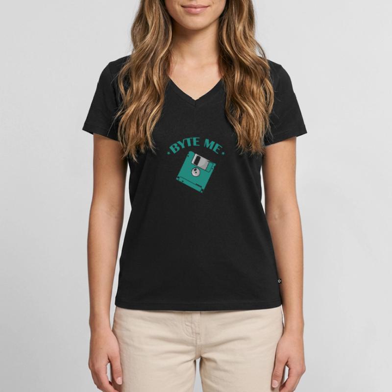 Byte me Floppy Disk Floppy Disk Retro Memory Module Women's Premium Organic V-neck T-shirt