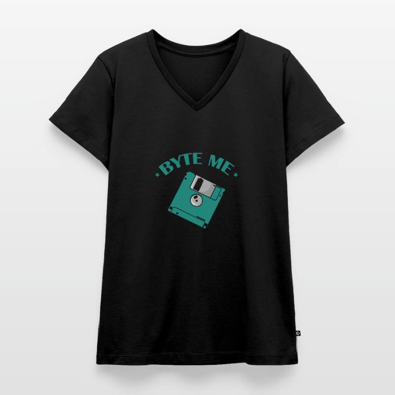 Byte me Floppy Disk Floppy Disk Retro Memory Module Women's Premium Organic V-neck T-shirt