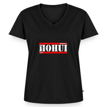 Russland pohuj life russisch Logo cyka blyat Russe - Frauen Premium Bio T-Shirt mit V-Ausschnitt - Schwarz - Vorne - AI Model Female 172 light (172cm)