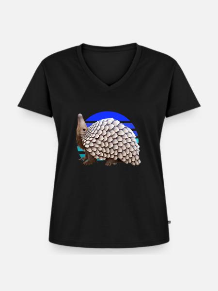 Niedliches Pangolin-Design - Frauen Premium Bio T-Shirt mit V-Ausschnitt - Schwarz