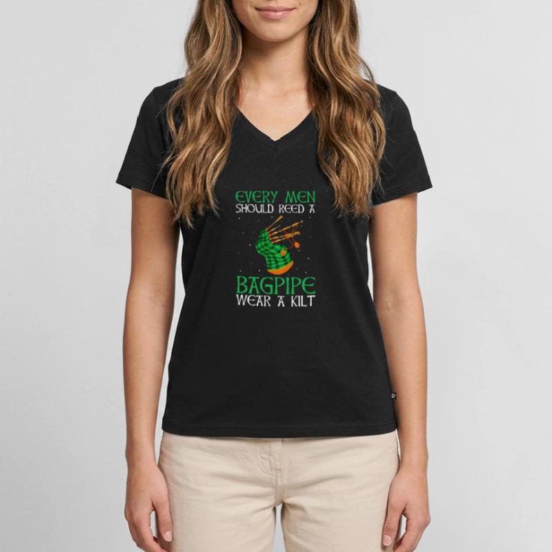 Conception de cornemuse pour la fierté écossaise et la cornemuse T-shirt encolure en V Premium bio Femme