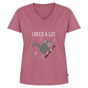 Holzblasinstrument und Fagott Blasinstrument - Frauen Premium Bio T-Shirt mit V-Ausschnitt - Mauve - Vorne - AI Model Female 172 dark (172cm)