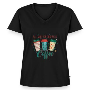 Coffee Coffee Drinker Gift Idea - Women's Premium Organic V-neck T-shirt - black - Front - AI Model Female 172 light (172cm)