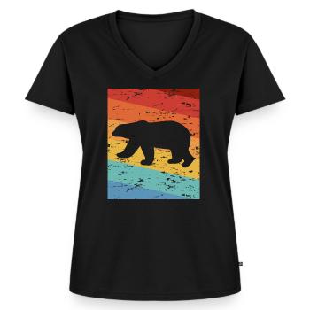 Eisbär - Frauen Premium Bio T-Shirt mit V-Ausschnitt - Schwarz - Vorne - AI Model Female 172 light (172cm)