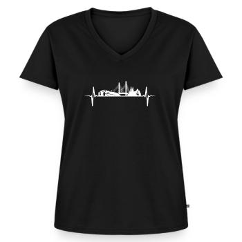 Bremen Herzschlag Geschenk Bremer Skyline - Frauen Premium Bio T-Shirt mit V-Ausschnitt - Schwarz - Vorne - AI Model Female 172 light (172cm)