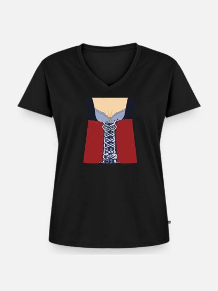 Dirndl Tracht - Frauen Premium Bio T-Shirt mit V-Ausschnitt - Schwarz