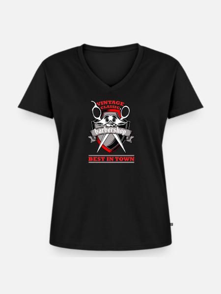 Bester Barbershop - Frauen Premium Bio T-Shirt mit V-Ausschnitt - Schwarz