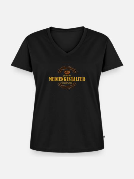 Mediengestalter - Frauen Premium Bio T-Shirt mit V-Ausschnitt - Schwarz