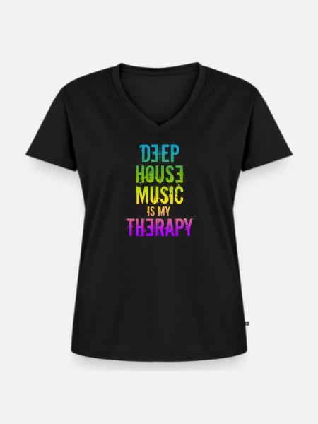 Deep House - Frauen Premium Bio T-Shirt mit V-Ausschnitt - Schwarz