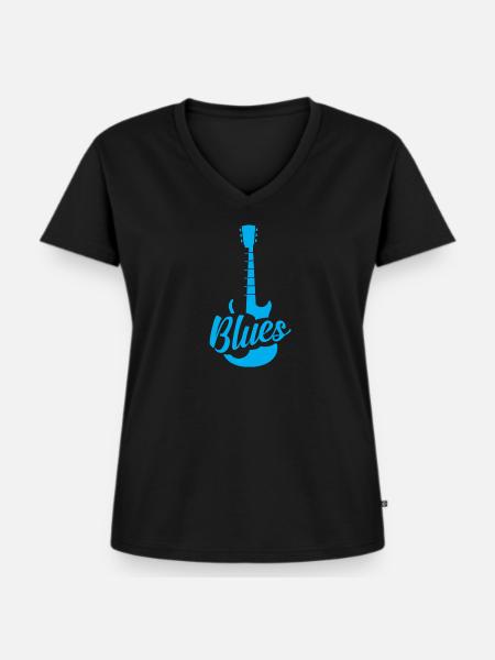 Blues - Frauen Premium Bio T-Shirt mit V-Ausschnitt - Schwarz