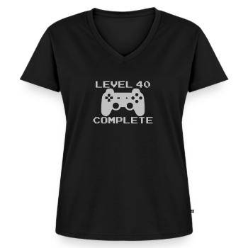 40.Geburtstag T-Shirt & Gamer Geschenkidee - Frauen Premium Bio T-Shirt mit V-Ausschnitt - Schwarz - Vorne - AI Model Female 172 light (172cm)