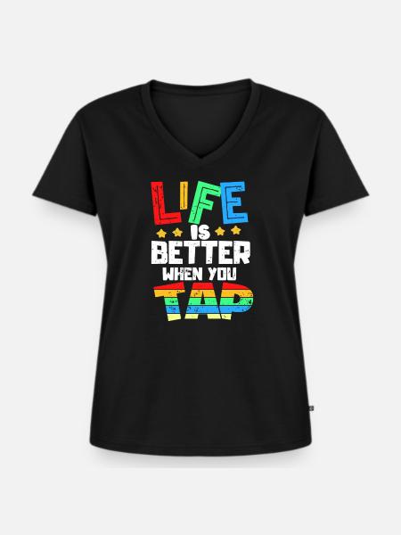 Tap, Dance,stepptanz - Frauen Premium Bio T-Shirt mit V-Ausschnitt - Schwarz