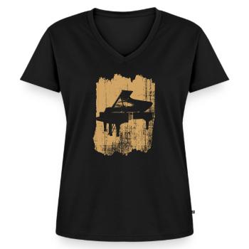 klavier - Frauen Premium Bio T-Shirt mit V-Ausschnitt - Schwarz - Vorne - AI Model Female 172 light (172cm)
