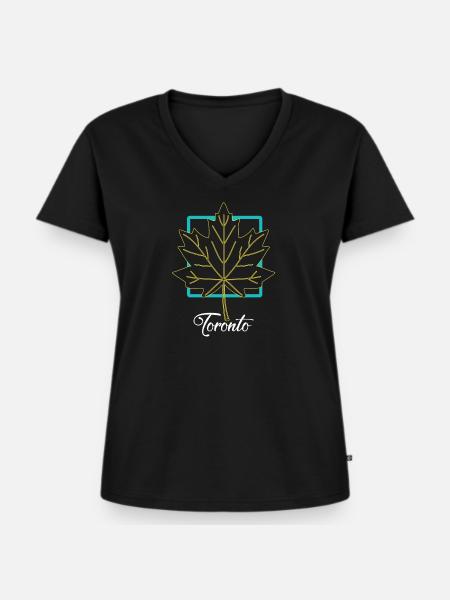 Toronto - Frauen Premium Bio T-Shirt mit V-Ausschnitt - Schwarz