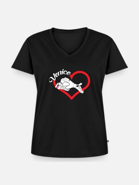 Venedig - Frauen Premium Bio T-Shirt mit V-Ausschnitt - Schwarz