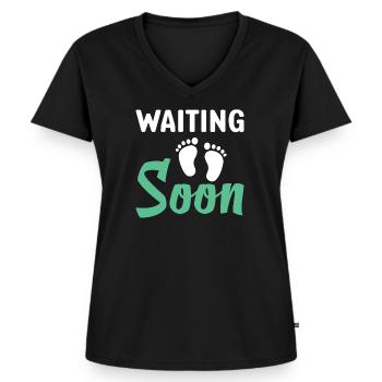 graviditet - Ekologisk premium-T-shirt med V-ringning dam - svart - Fram - AI Model Female 172 light (172cm)