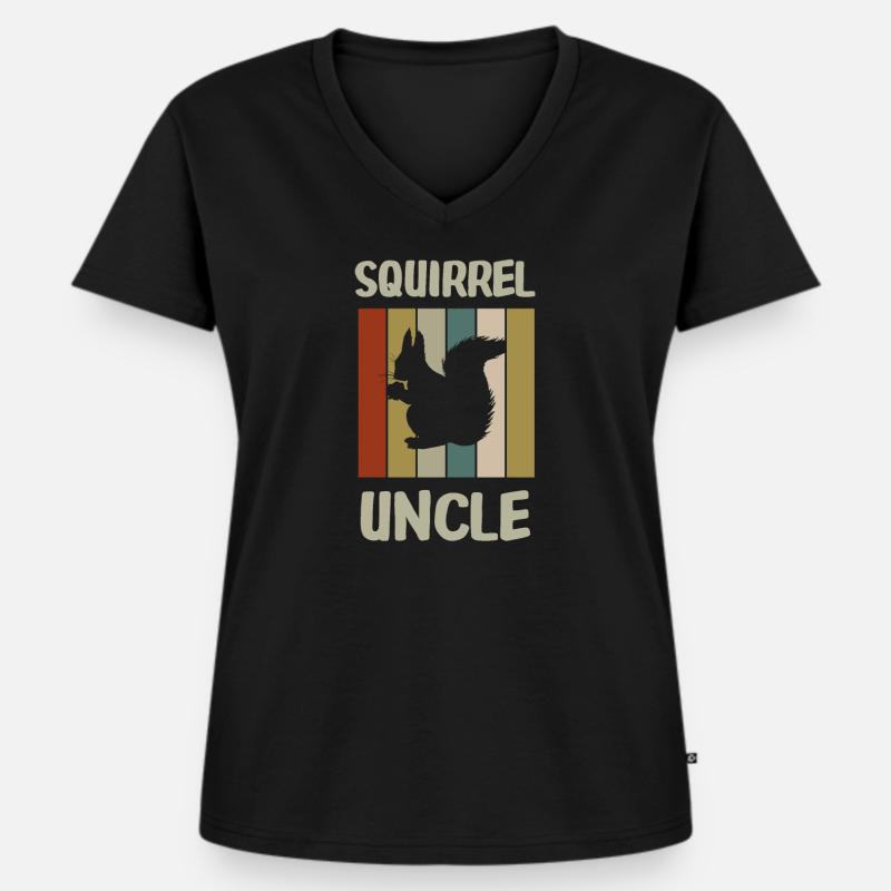 eichhoernchen onkel - Frauen Premium Bio T-Shirt mit V-Ausschnitt - Schwarz