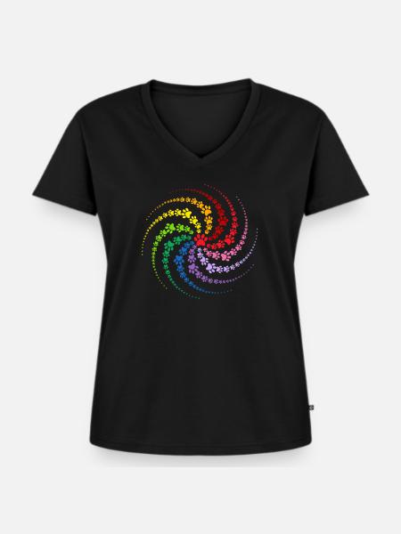 Hundepfote - Frauen Premium Bio T-Shirt mit V-Ausschnitt - Schwarz