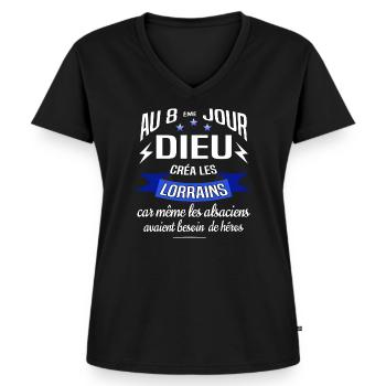 lorrain - T-shirt encolure en V Premium bio Femme - noir - Devant - AI Model Female 172 light (172cm)