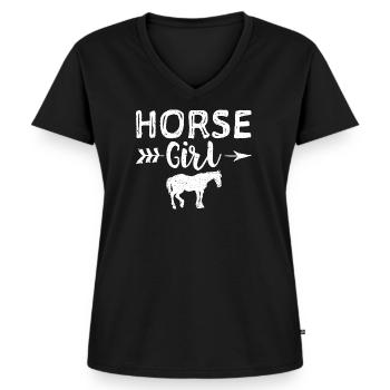 Horse Girl - Pferd - Frauen Premium Bio T-Shirt mit V-Ausschnitt - Schwarz - Vorne - AI Model Female 172 light (172cm)