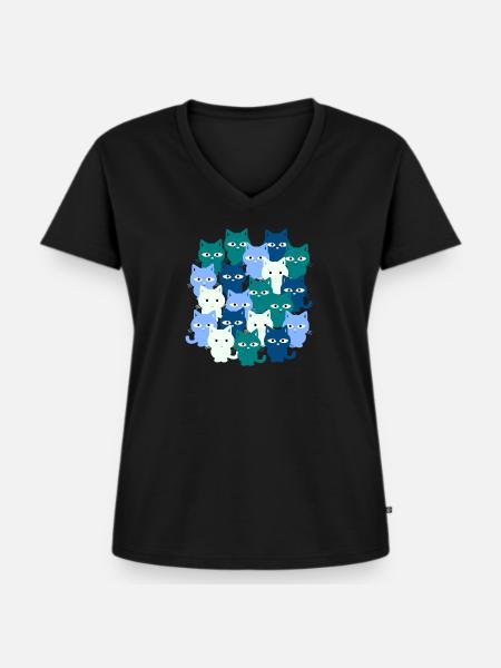 Katzen, Katzen, Katzen - Frauen Premium Bio T-Shirt mit V-Ausschnitt - Schwarz