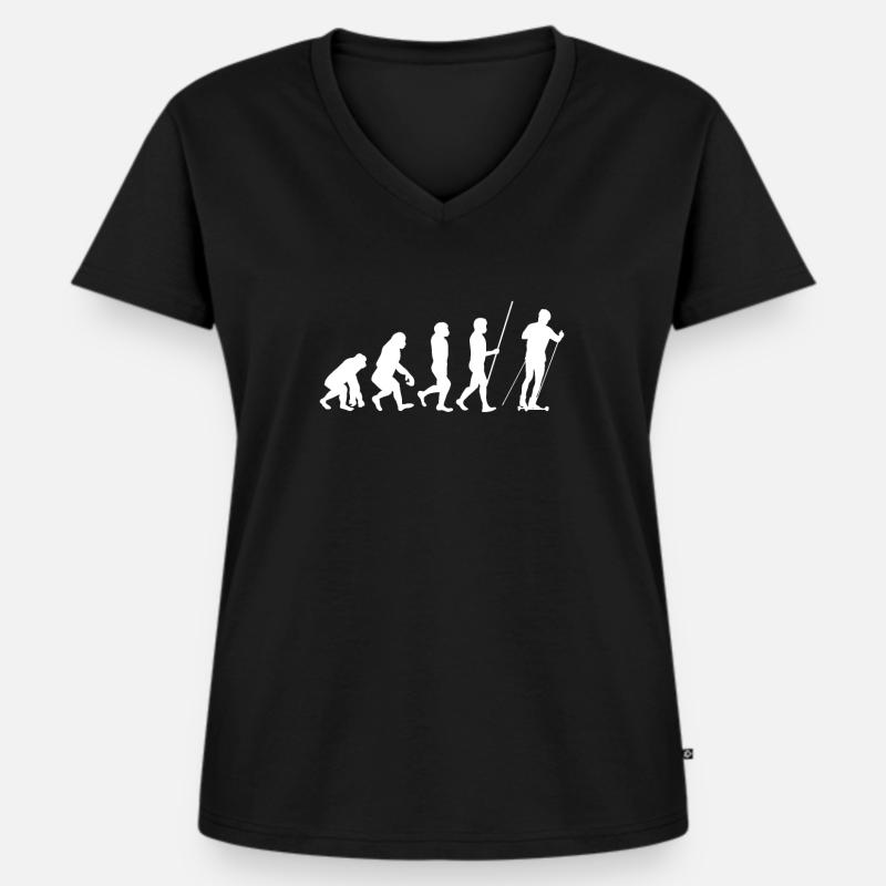 Rollski Cross Patins Rollers Evolution - T-shirt encolure en V Premium bio Femme - noir