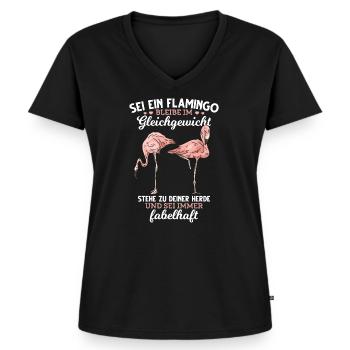 Flamingo lustiger Spruch Lieblingstier - Frauen Premium Bio T-Shirt mit V-Ausschnitt - Schwarz - Vorne - AI Model Female 172 light (172cm)