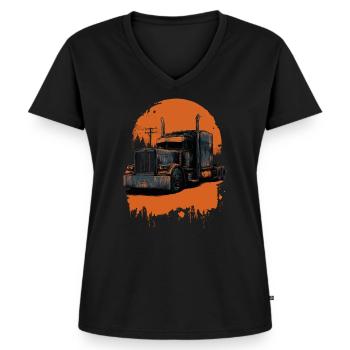 Truck in orange shade - Women's Premium Organic V-neck T-shirt - black - Front - AI Model Female 172 light (172cm)