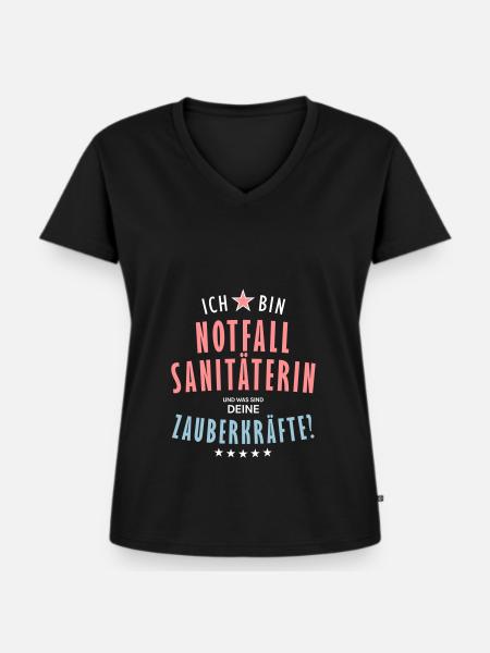 Notfallsanitäterin Beruf - Geschenk - Frauen Premium Bio T-Shirt mit V-Ausschnitt - Schwarz