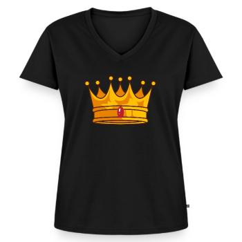 Couronne d’or - T-shirt encolure en V Premium bio Femme - noir - Devant - AI Model Female 172 light (172cm)