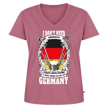 Drapeau de l'Allemagne maison Heimatliebe cadeau - T-shirt encolure en V Premium bio Femme - mauve - Devant - AI Model Female 172 dark (172cm)