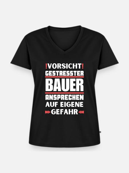 Gestresster Bauer nicht ansprechen! - Frauen Premium Bio T-Shirt mit V-Ausschnitt - Schwarz