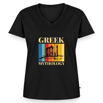 Greek Mythology Gods Ancient Greece - Frauen Premium Bio T-Shirt mit V-Ausschnitt - Schwarz - Vorne - AI Model Female 172 light (172cm)