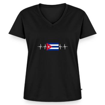 Latino Cuban Cuba Baseball - Frauen Premium Bio T-Shirt mit V-Ausschnitt - Schwarz - Vorne - AI Model Female 172 light (172cm)