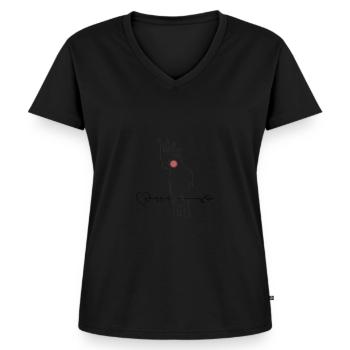 Papagei Herzschlag Herz EKG - Frauen Premium Bio T-Shirt mit V-Ausschnitt - Schwarz - Vorne - AI Model Female 172 light (172cm)