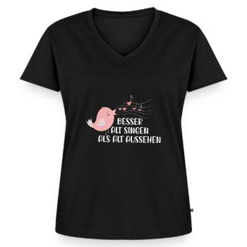Chor Singen Geschenk Sängerin Sprüche Lustig - Frauen Premium Bio T-Shirt mit V-Ausschnitt - Schwarz - Vorne - AI Model Female 172 light (172cm)