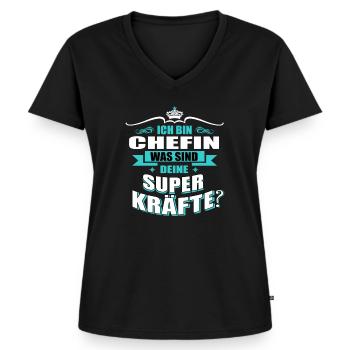 CHEFIN-Superkräfte GESCHENK - Frauen Premium Bio T-Shirt mit V-Ausschnitt - Schwarz - Vorne - AI Model Female 172 light (172cm)