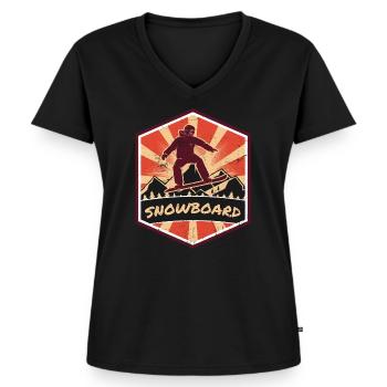 Snowboard Propaganda | Wintersport Schnee Winter - Frauen Premium Bio T-Shirt mit V-Ausschnitt - Schwarz - Vorne - AI Model Female 172 light (172cm)