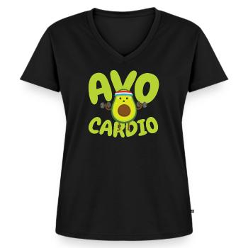 Avo Cardio - Fitness Avocado - Women's Premium Organic V-neck T-shirt - black - Front - AI Model Female 172 light (172cm)