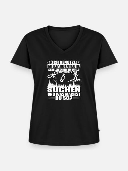 Lustiges Geocaching Design - Frauen Premium Bio T-Shirt mit V-Ausschnitt - Schwarz
